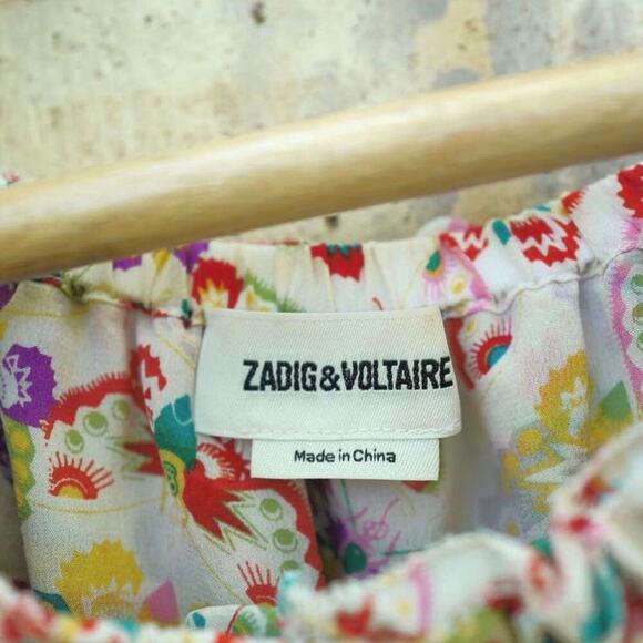 Zadig & Voltaire Butterfly Silk Blouse | Off Shoulder Ruffle Top Boho Romantic - Picture 6 of 16